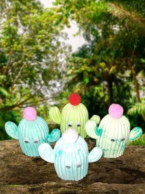 Handmade Stone Cocky Cactus Decore
